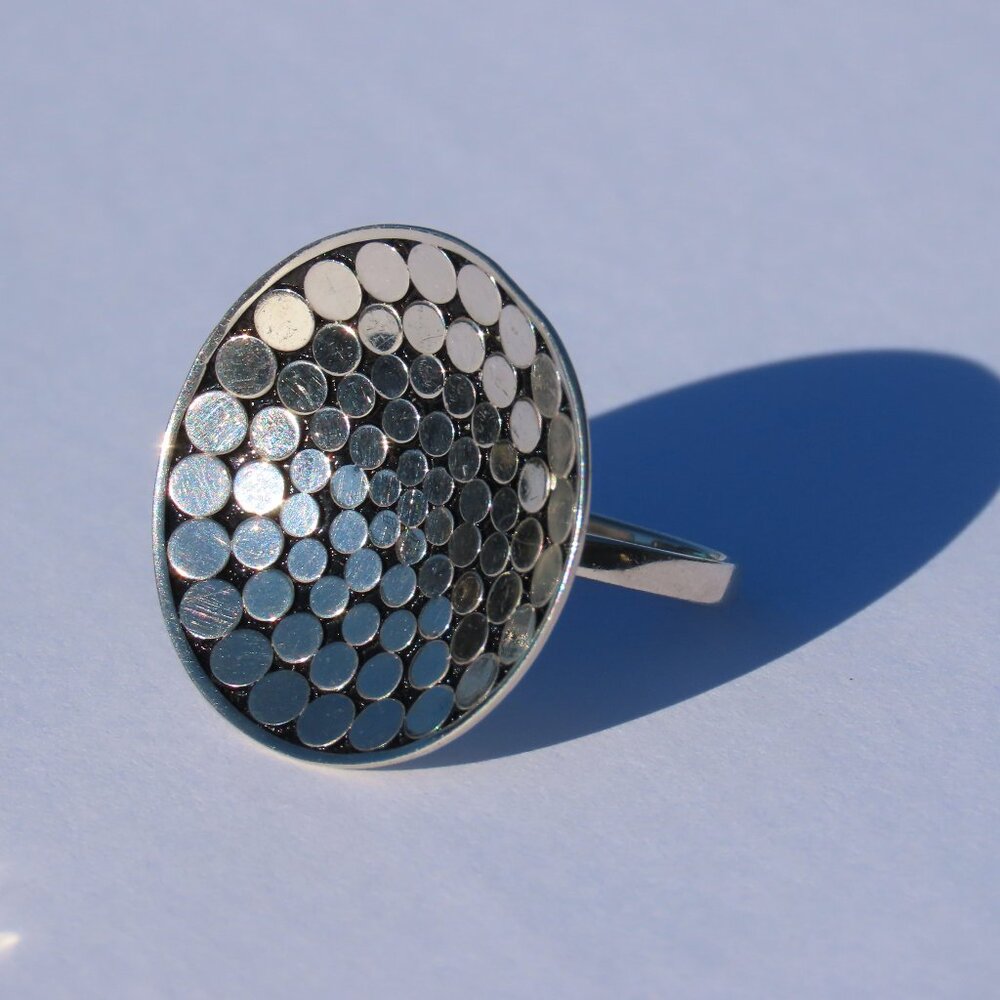 Silver Hammered Disk Ring - image 1